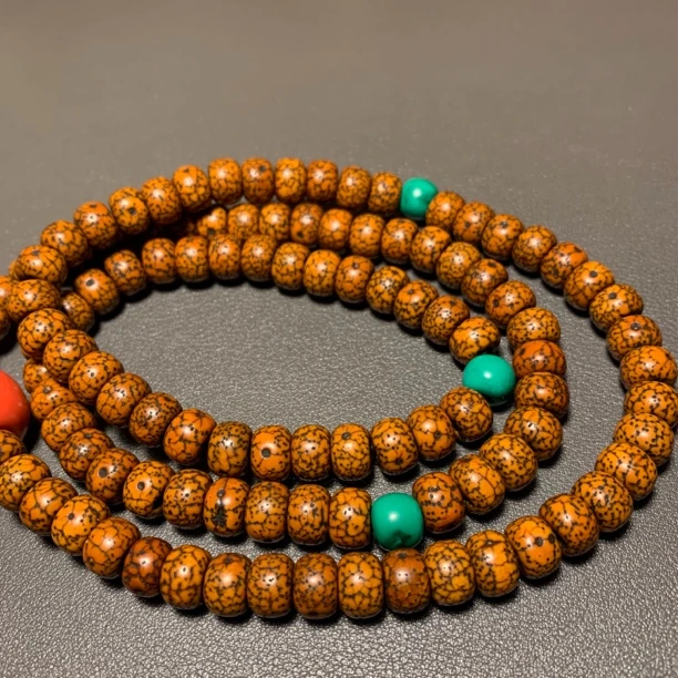 西藏老手串佛珠脖挂精品开片包浆