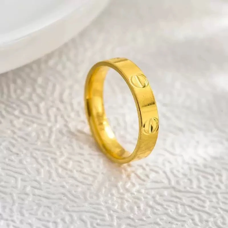 高级感卡家一字戒指金色男女同款ins小众素圈情侣对戒尾戒不掉色