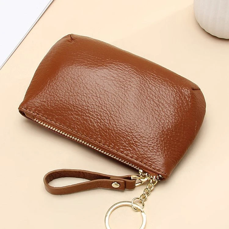 2025新款软皮拉链小钱包简约钥匙扣硬币包简约薄款零钱包女