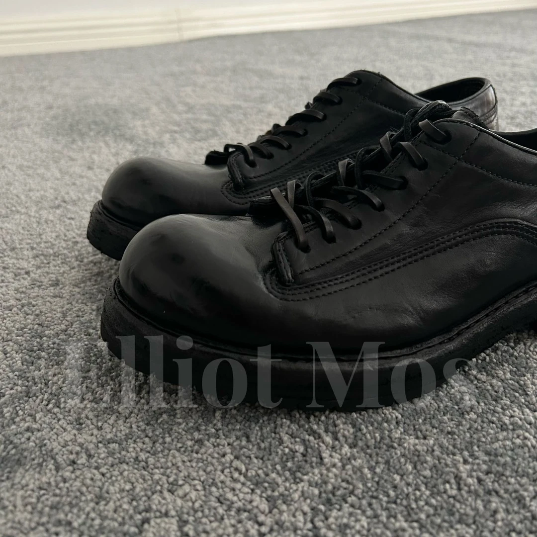 Elliot Mos 24AW 水洗马皮Derby Shoes复古英伦风圆头德比鞋-6501