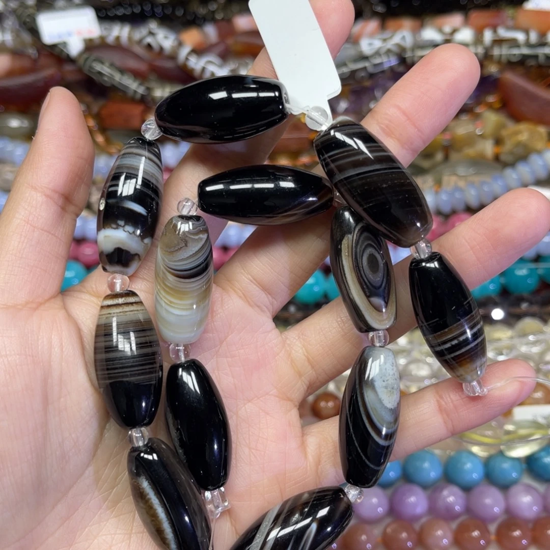 玛瑙/玉髓散珠天然蚕丝玛瑙卡13.6长条38厘米