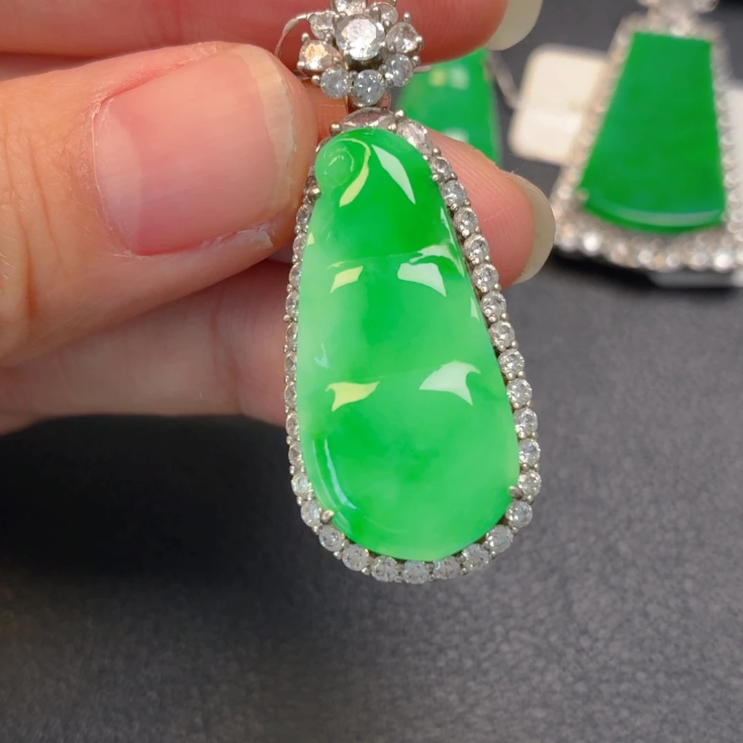 翡翠银S925镶嵌吊坠(不含链)