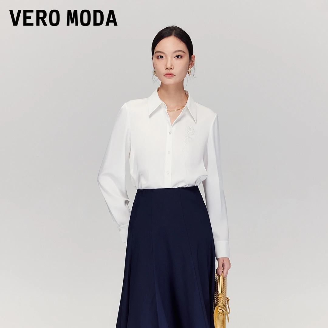 Vero Moda衬衫【手绘玫瑰】立体花朵刺绣纯色时尚上衣325305033