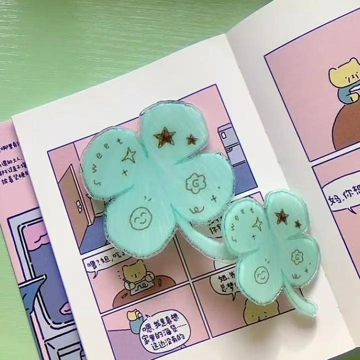 Luckly四叶草发夹古早感刘海夹侧边夹甜美少女亚克力花朵发卡发饰