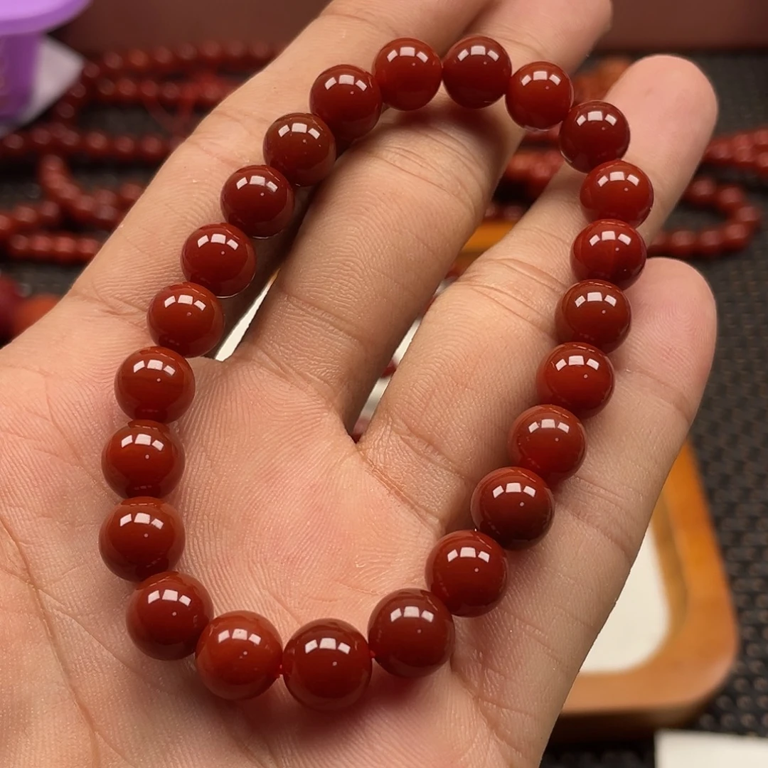 南红玛瑙未镶嵌手链玫红手链卡8