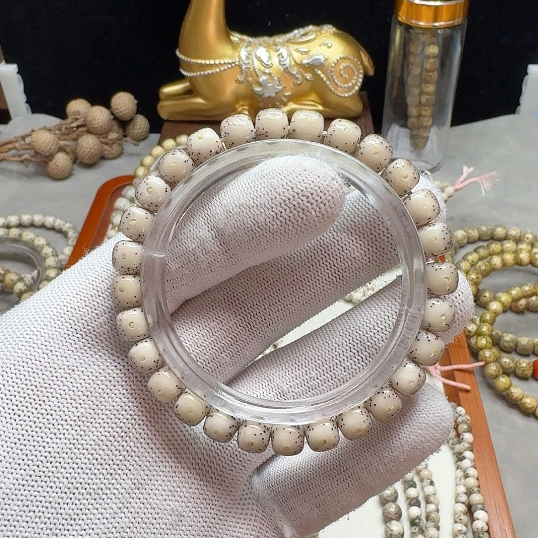 手串星月菩提石玉料8/7白冰料正月留白小细星