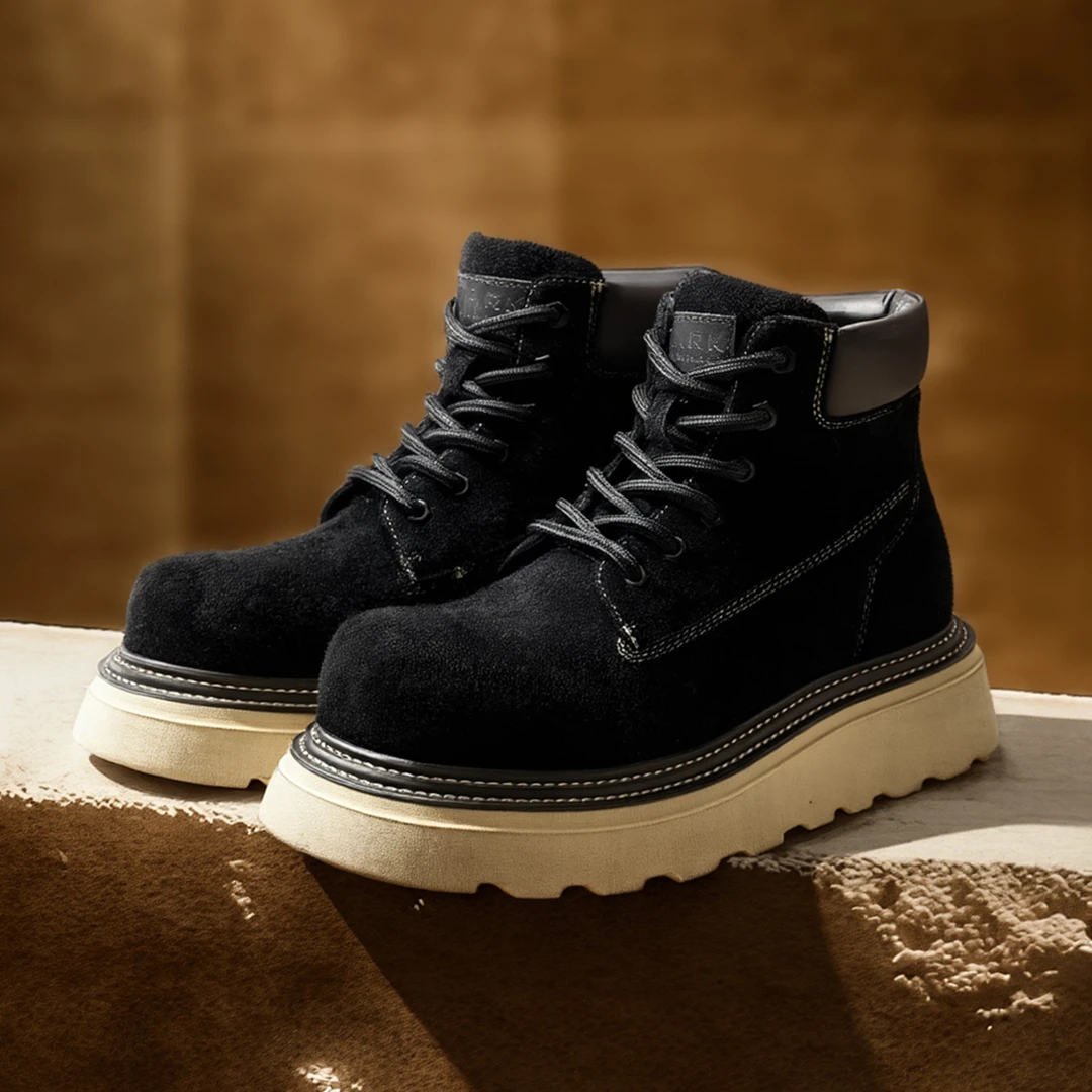 马克华菲头层牛皮马丁靴男款冬季户外休闲鞋百搭潮流中帮靴子男秋