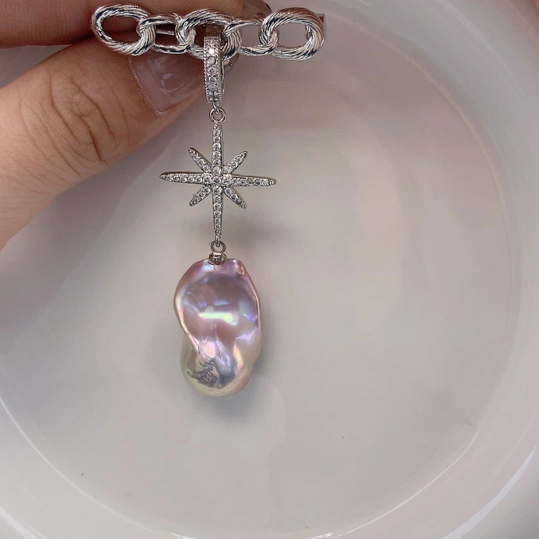 银S925镶嵌耳饰淡水珍珠