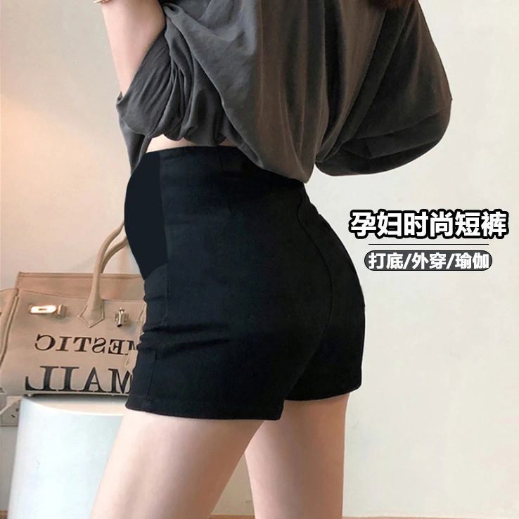 孕妇短裤夏季2025新款百搭黑色外穿西装短裤高弹托腹打底裤薄款