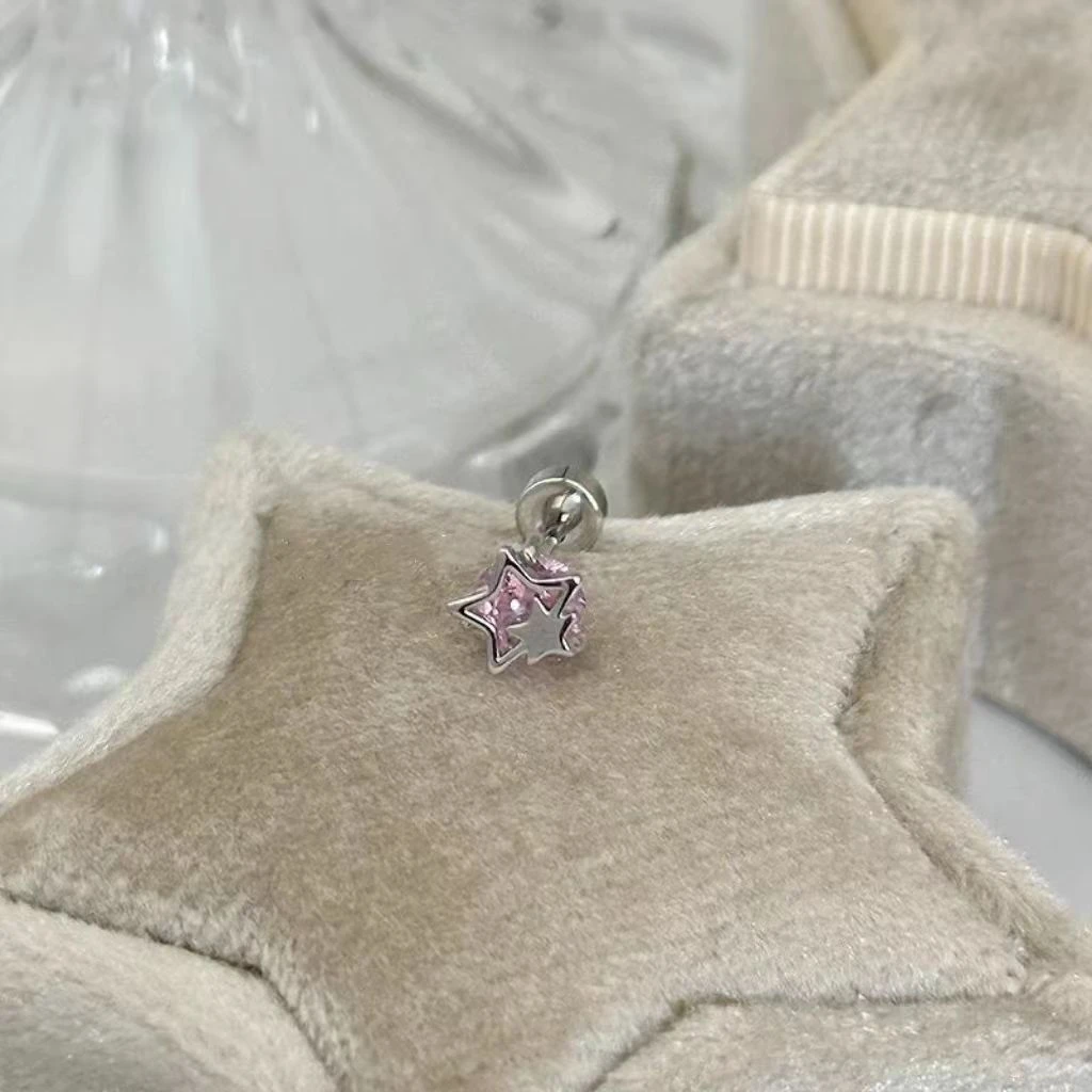 合金锆石耳饰 BIBI【粉色星星】耳钉EH153