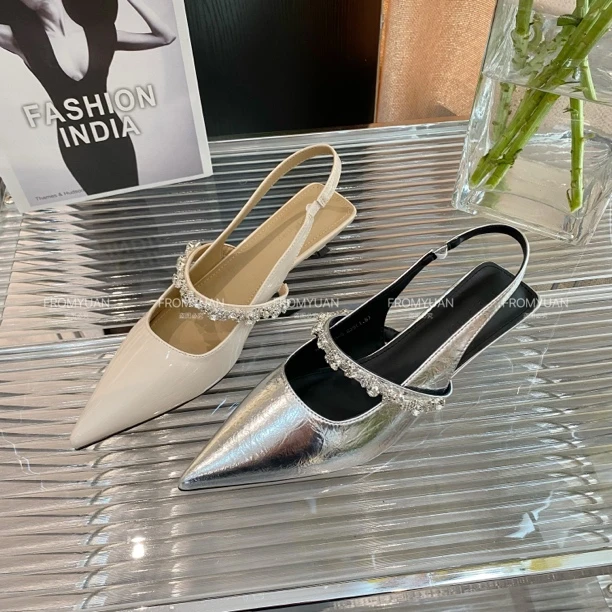 F6630-5时装凉鞋千金风女韩版夏季中跟女鞋百搭气质春夏法式低跟