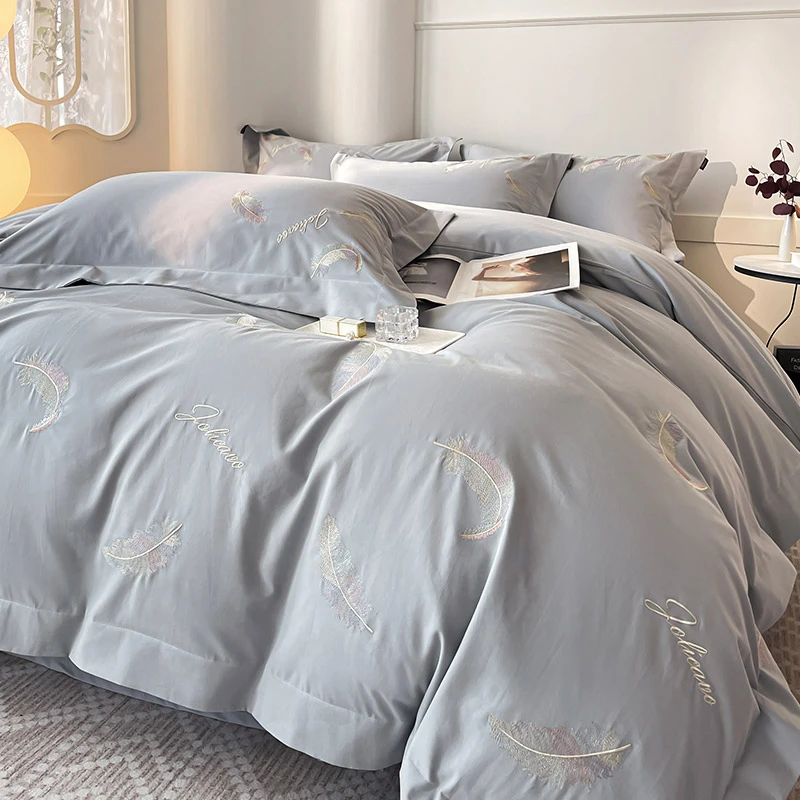 鑫绒居家纺（A类全棉纯棉）新款重工刺绣200支加厚保暖全棉四件套