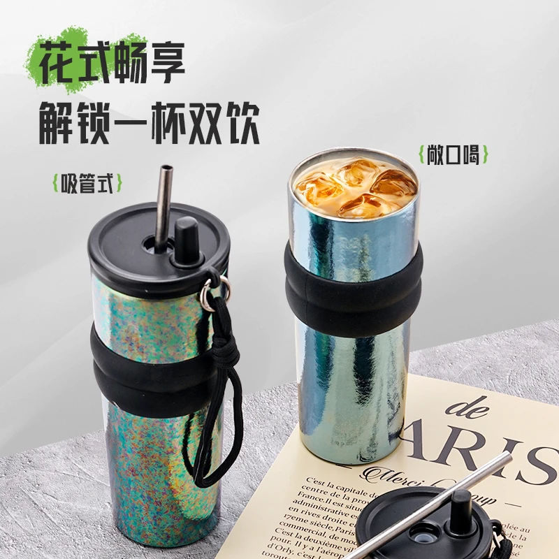 纯钛保温杯水杯保热车载ins风大容量学生旅行带盖双层钛杯户外
