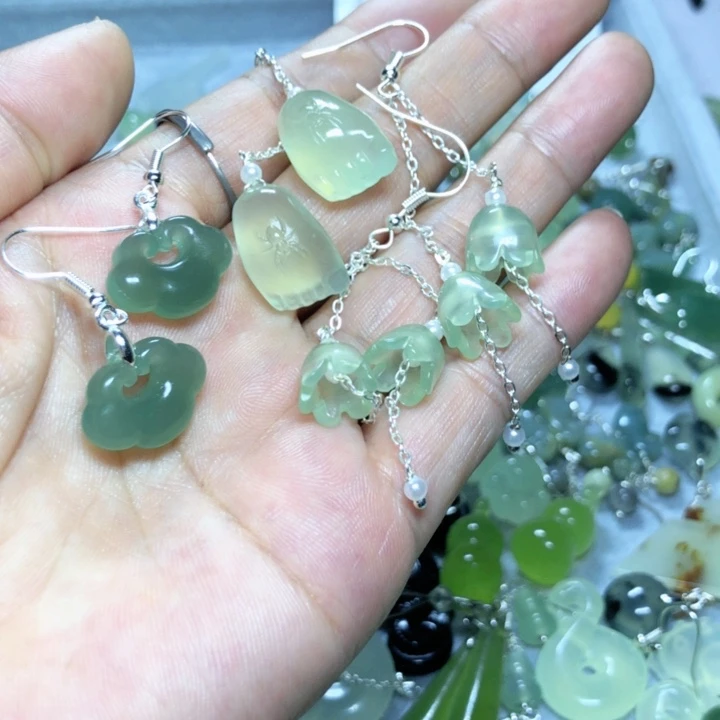 【闪购商品】蛇纹石玉耳环未镶嵌0*0