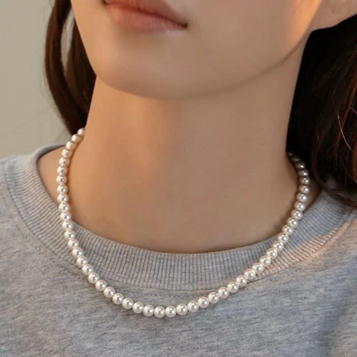 925银扣头深海母贝珠6m珠项链 HH002