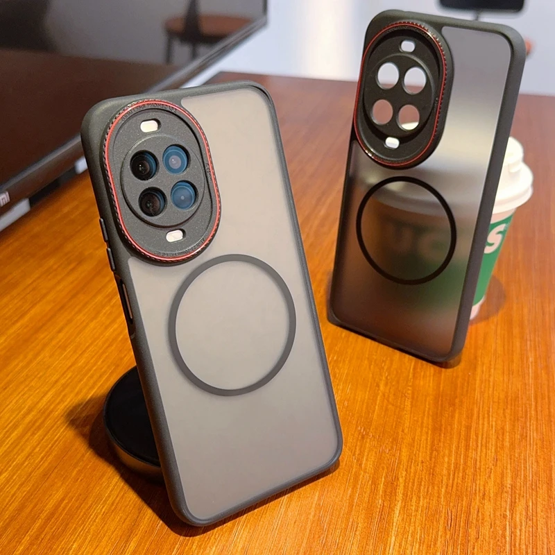 适用华为Nova14Pro新款手机壳透黑带磁吸Nova14简约nova14u防摔