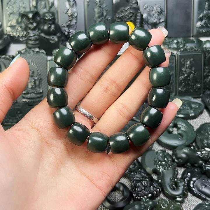 和田玉（青玉）手串未镶嵌琼*