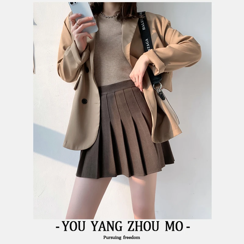 YOUYANGZHOUMO/毛呢百褶裙高腰显瘦半身裙XC161 CC