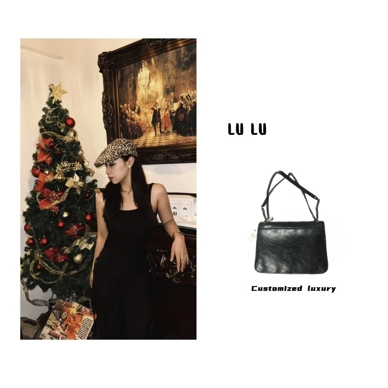 时尚百搭真皮女包 孤 A10248-2 1YC 邮差 大号 黑色 32cm