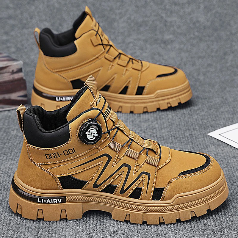 马丁靴男高帮冬季英伦风复古男士休闲皮鞋防水防滑耐磨增高工装靴