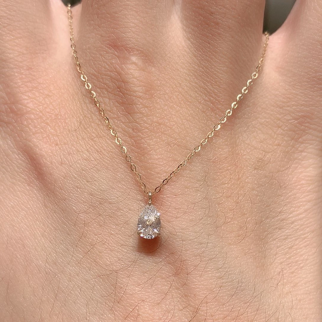 实验室培育钻石颈饰18K金镶嵌k黄