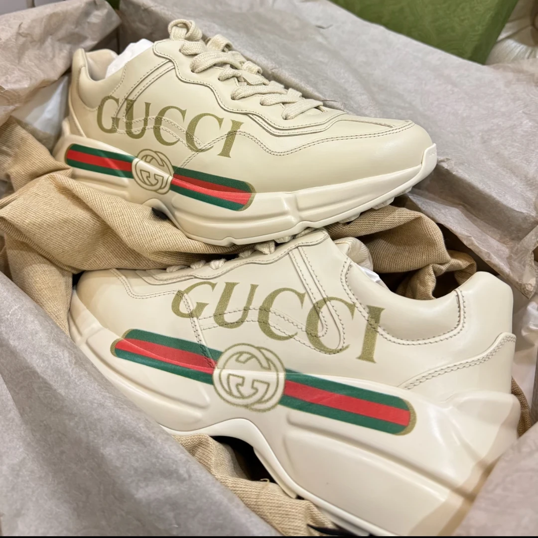 未使用 GUCCI/古驰 全新古驰腰带老爹鞋 经典款象牙白全皮面 38码