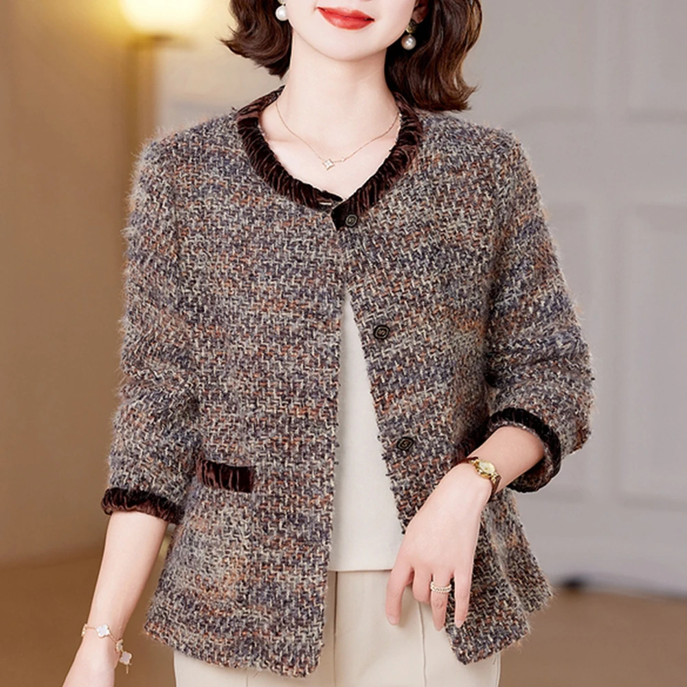 小香风春装外套中年妈妈装气质开衫时尚女装长袖春秋中老年上衣服