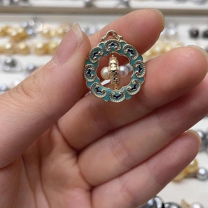 海水珍珠银S925镶嵌吊坠(不含链)