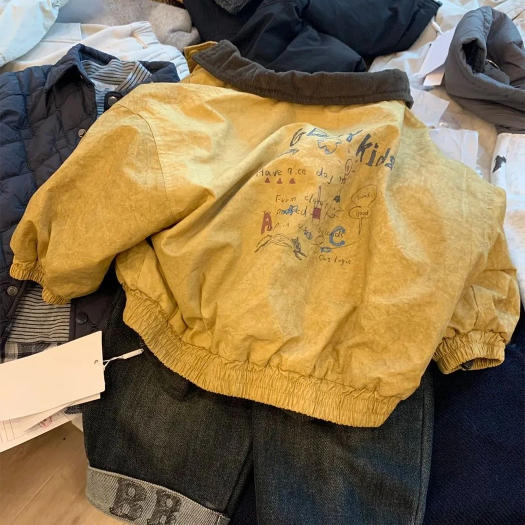 男童韩版棉服外套秋冬季新款儿童夹棉加绒棉袄中小童洋气保暖上衣