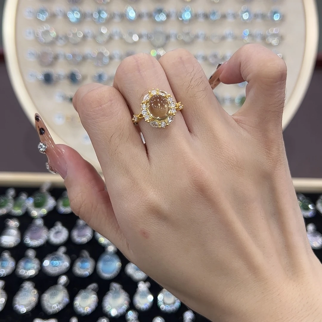 蛇纹石玉银S925镶嵌戒指