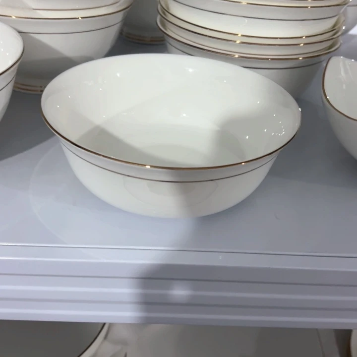 瓷金镶玉6寸金钟面碗2个
