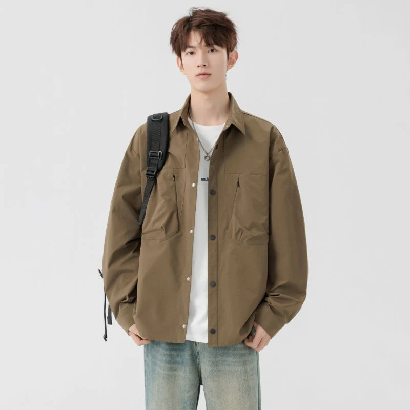 【ABTM】美式工装衬衫男春秋季简约款痞帅设计感情侣百搭潮长袖外套