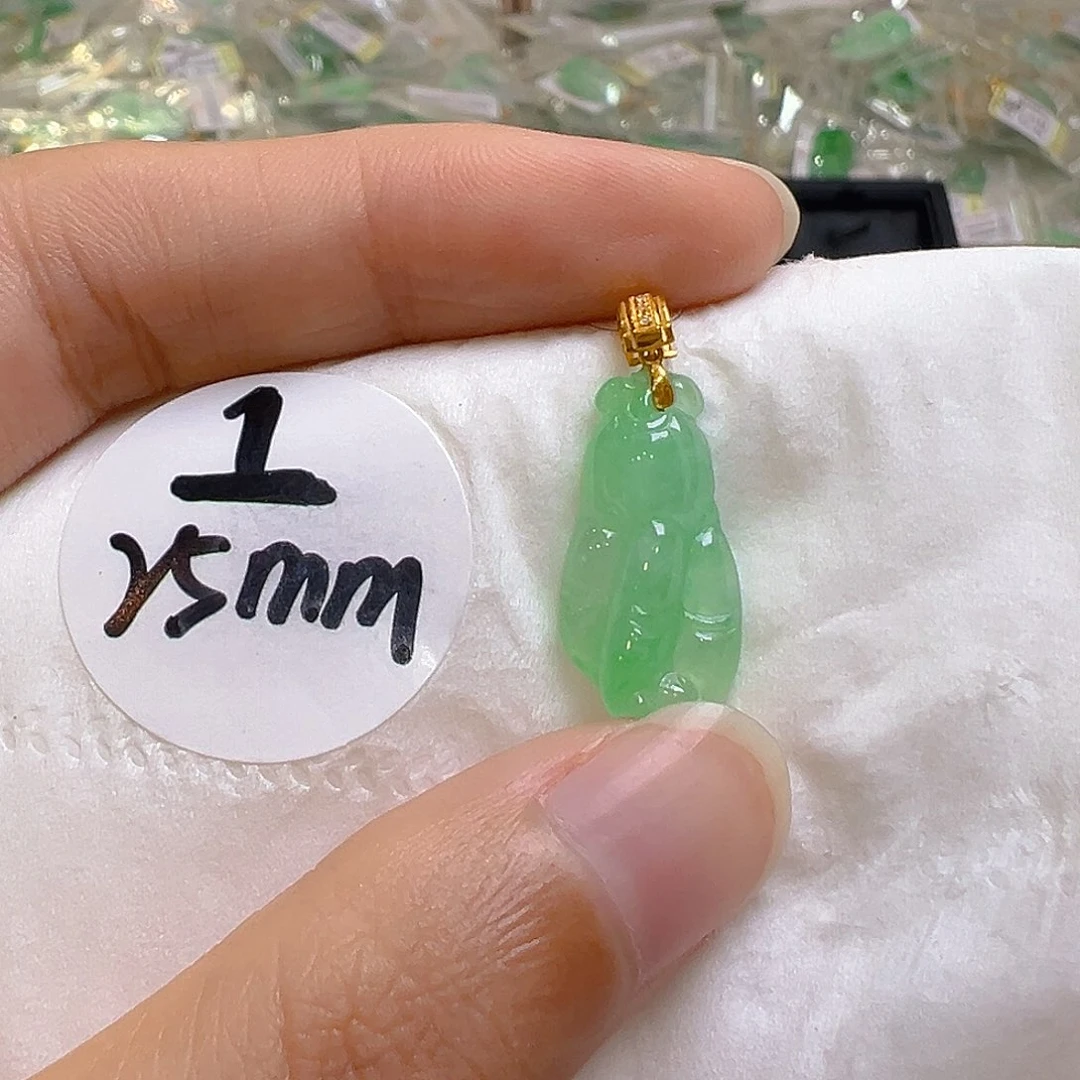 翡翠18K金镶嵌吊坠(不含链)翡翠