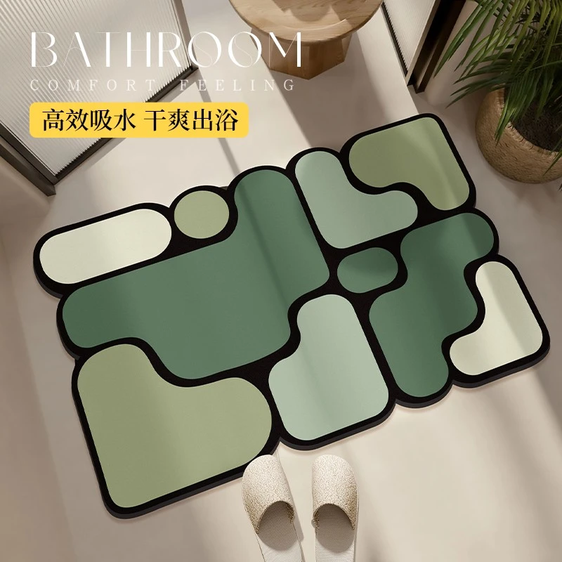 硅藻泥浴室地垫卫生间厨房通用吸水速干防滑耐磨家用脚垫防摔地毯