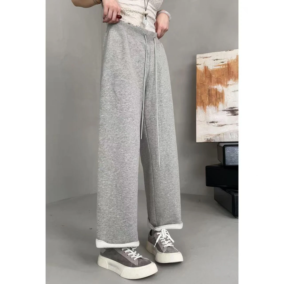 玖了个玖 2025秋季新品极简百搭立体剪裁窄版显瘦休闲裤2509C6336