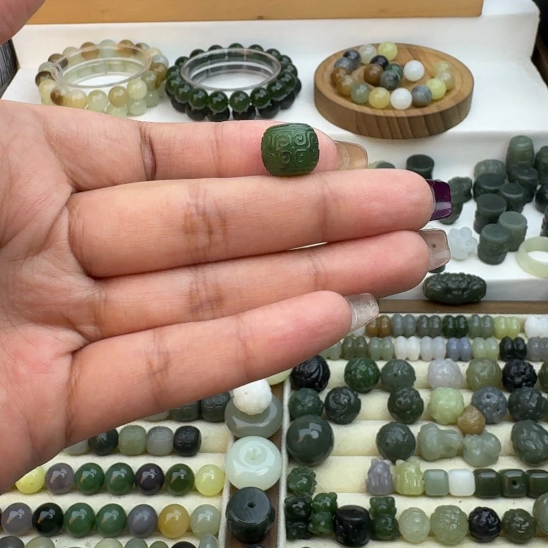 ꧁***꧂和田玉未镶嵌珠宝半成品和田玉碧玉回纹11-12