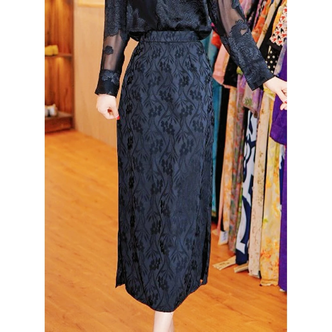 9092-12【刻花玫瑰】新款时尚休闲半身裙