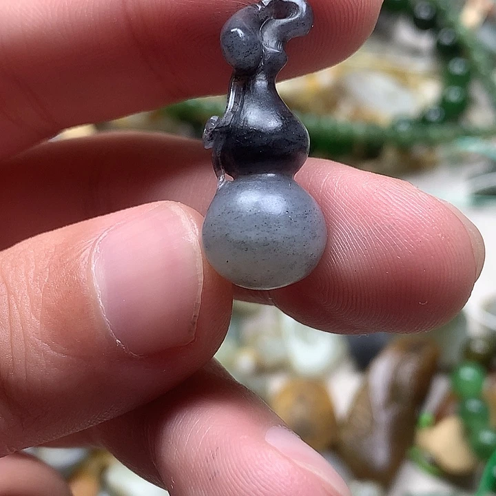 和田玉未镶嵌挂件和田玉青花葫芦吊坠