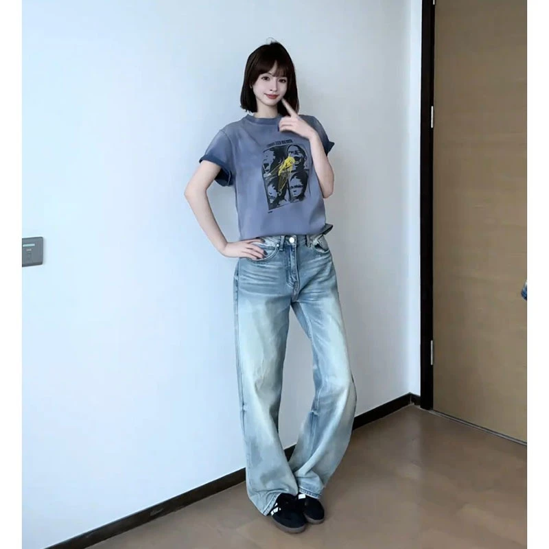 MUTT牛王系列A字版型直筒微喇宽松牛仔裤男女夏季百搭休闲长裤子