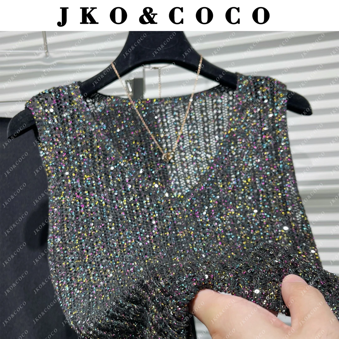 JKO&COCO【梦幻庄园】小香风进口水晶纱混亚麻镂空轻奢背心