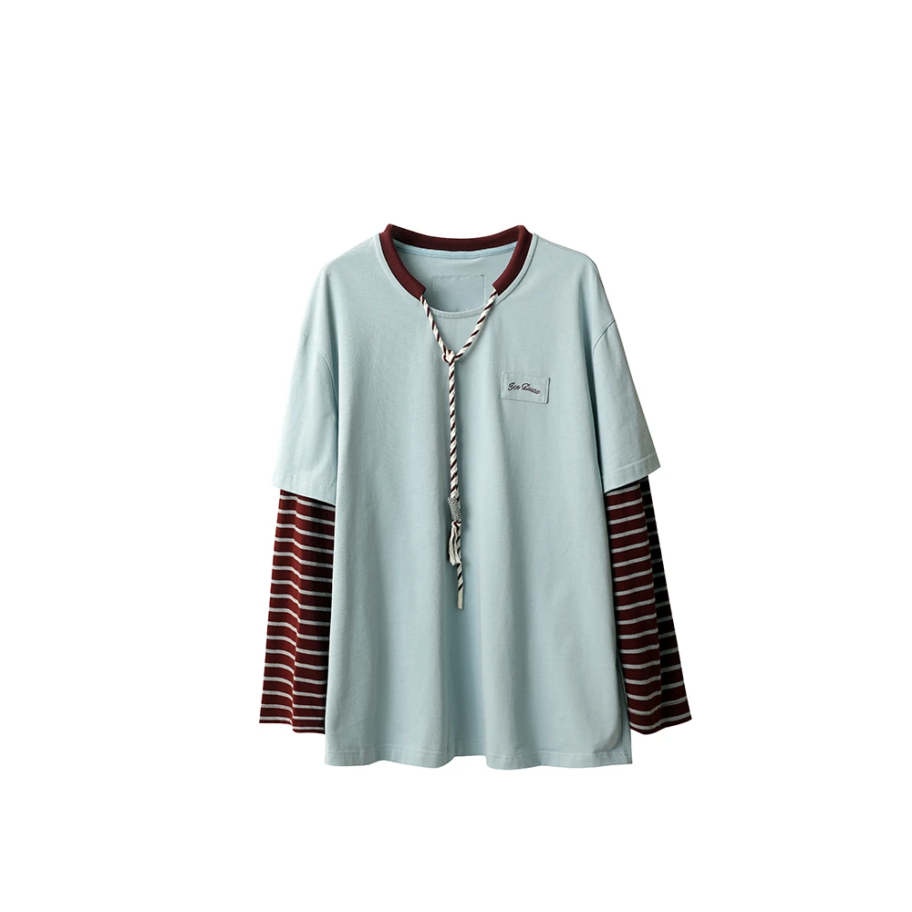 ICE DUST假两件绳带长袖T恤