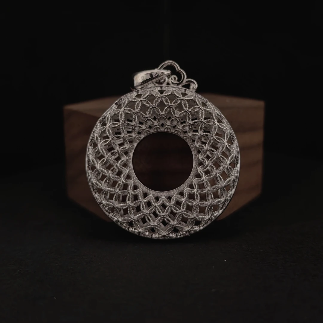 吊坠足银 足银990 镂空平安扣吊坠