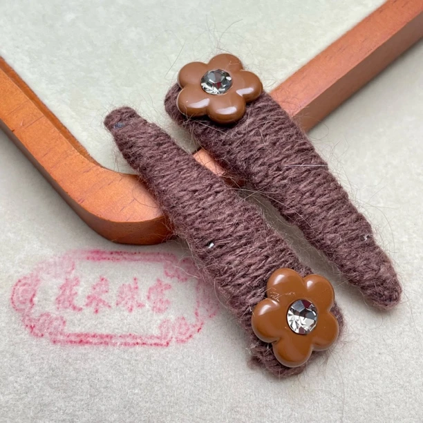 咖色花朵发夹（1组）LD024 LD