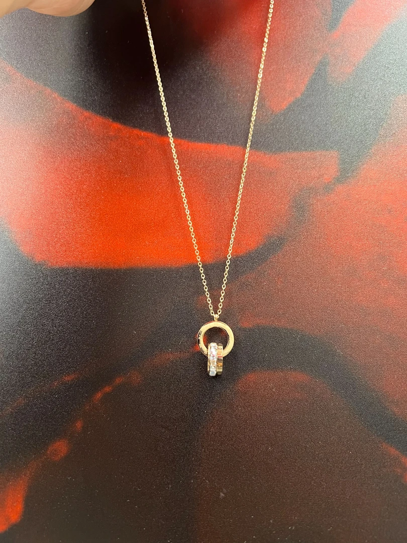 链子925银 TRACEY CHEN 经典款双环项链 819款