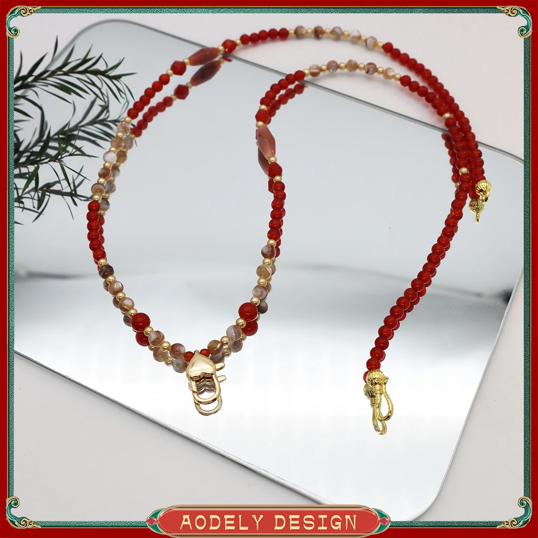 【红系瑭卡链C款】玛瑙万能扣60cm毛衣链配链X-542单链