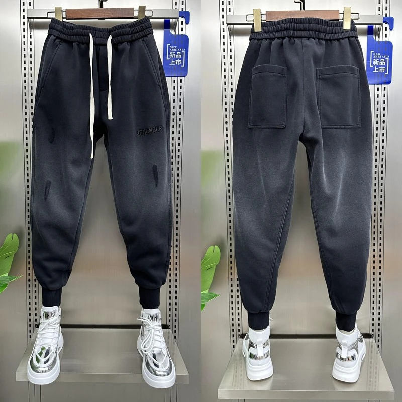秋冬季潮牌宽松束脚运动卫裤男渐变宽松休闲裤百搭弹力哈伦九分裤