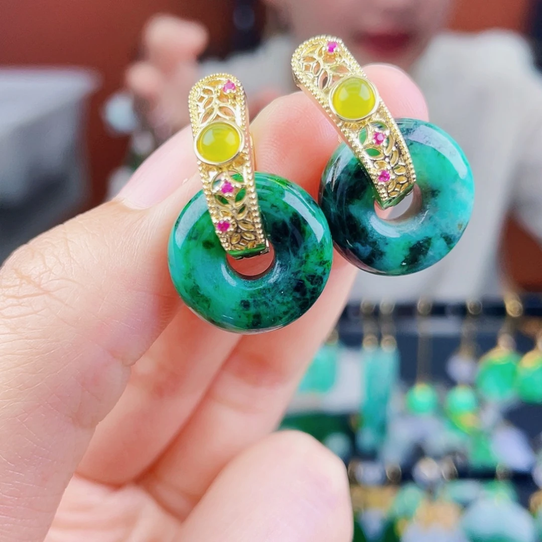 翡翠未镶嵌耳饰饰品