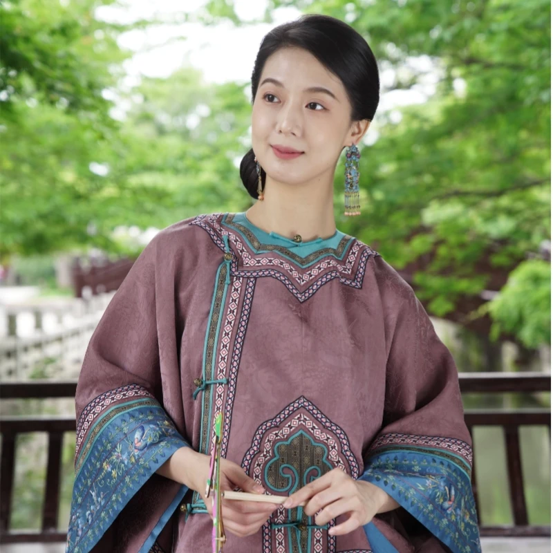 八角领琵琶襟丨晏熹堂重工手绣清代老袖口如意云头中式上衣中国风