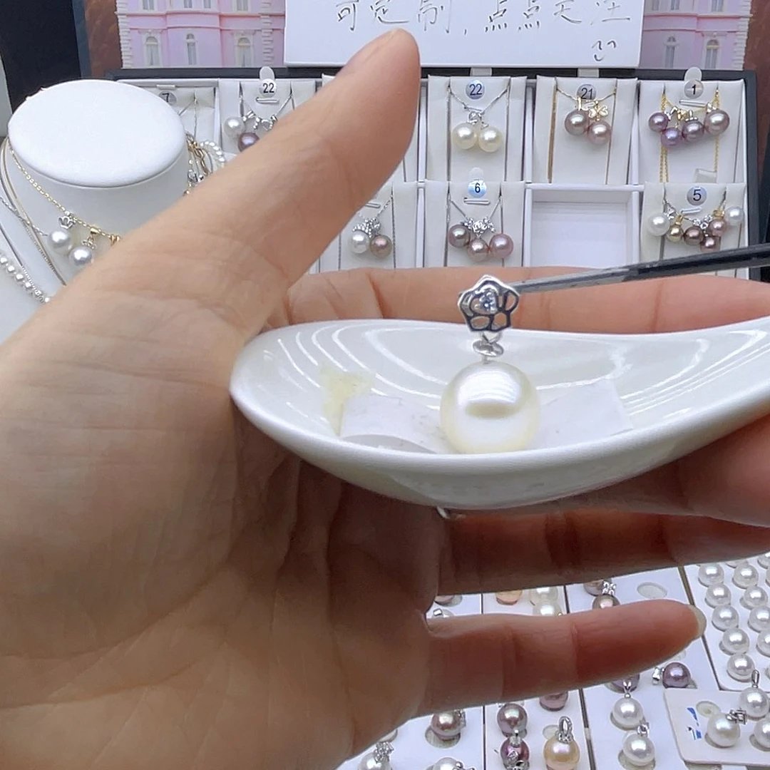 银S925镶嵌海水珍珠淡水珍珠
