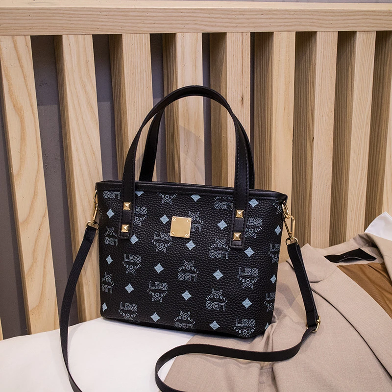 高颜值花水桶包新款韩版印花柳丁欧美复古手提包时尚斜跨包单肩包